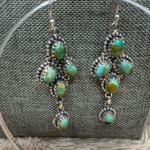 Turquoise and Silver Cluster Earrings .925